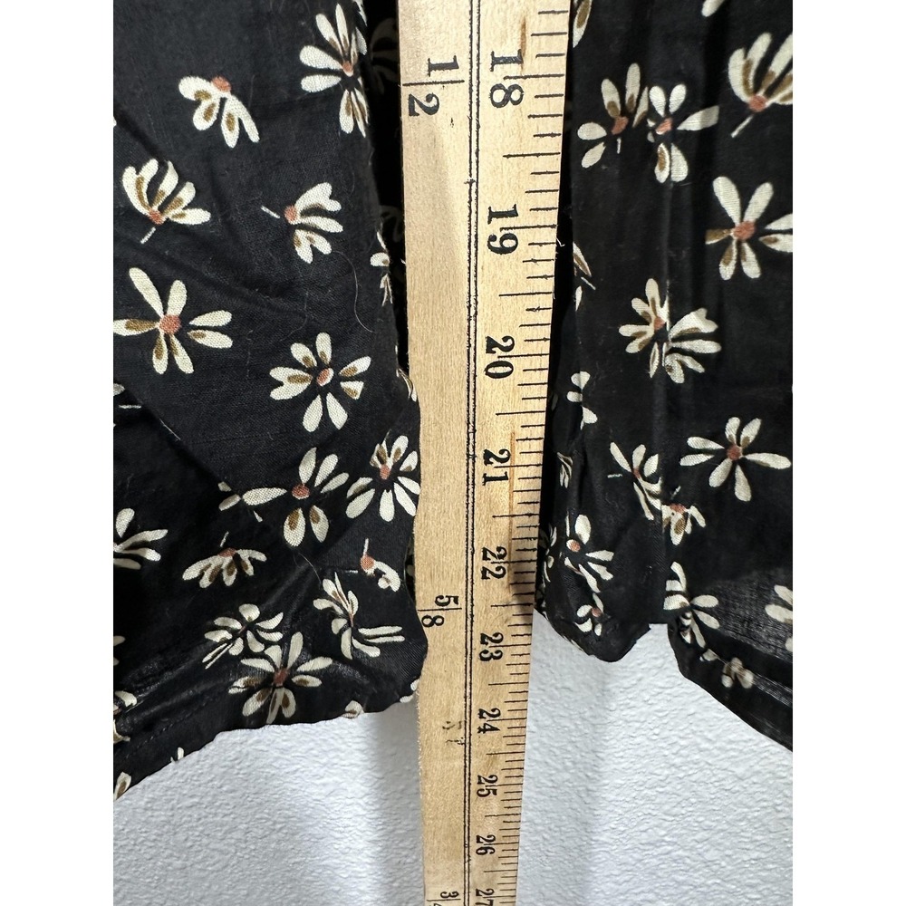 In Loom Blouse Womens Small Black Floral Cottagecore Long Sleeve Ruffle Top - Picture 4 of 6